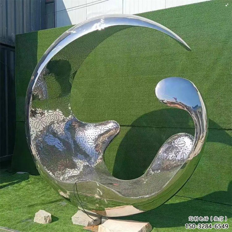 水滴環(huán)雕塑，創(chuàng)意設計類型，不銹鋼圓環(huán)水滴雕塑廠家