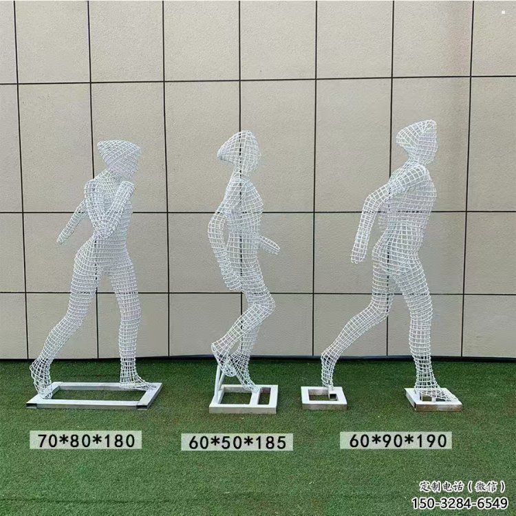 鏤空體育雕塑展品，公園小品，運動員鐵藝人物雕塑供需
