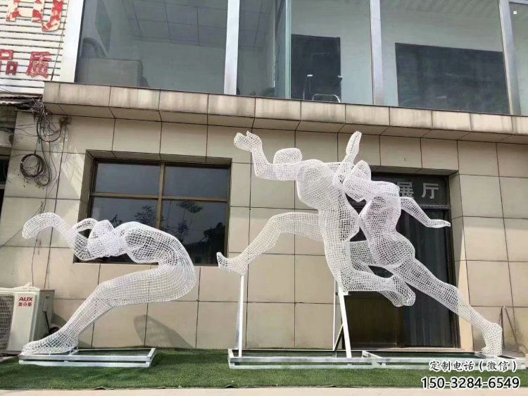 鏤空運動員雕塑生產(chǎn)，廣場雕塑，鐵藝體育人物雕塑展品
