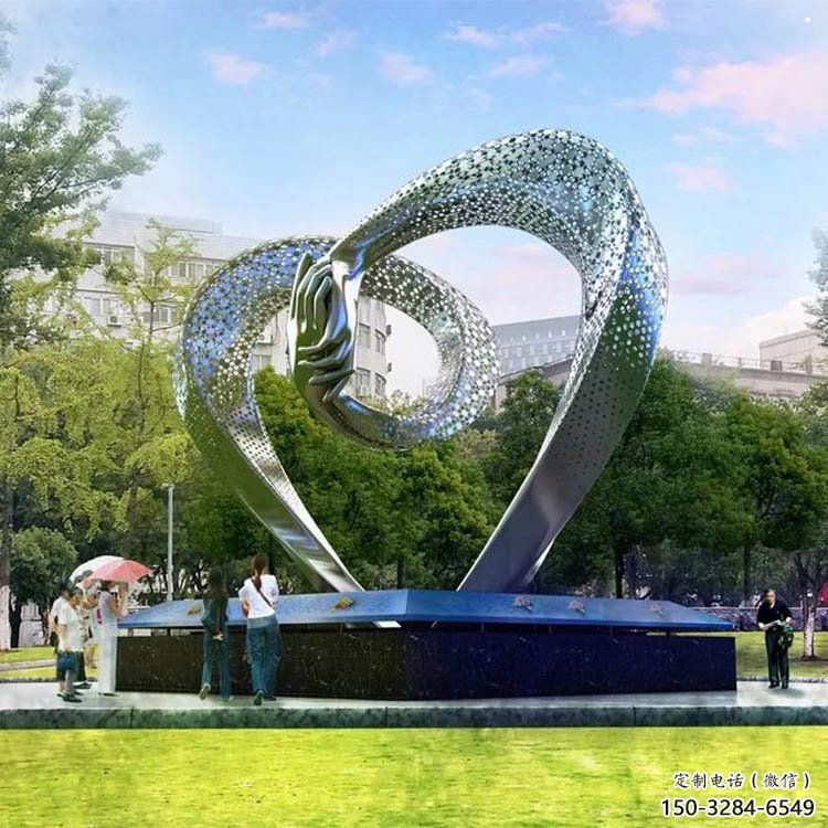 心形雕塑展品，景觀概念，鏤空鏡面心形雕塑優(yōu)選