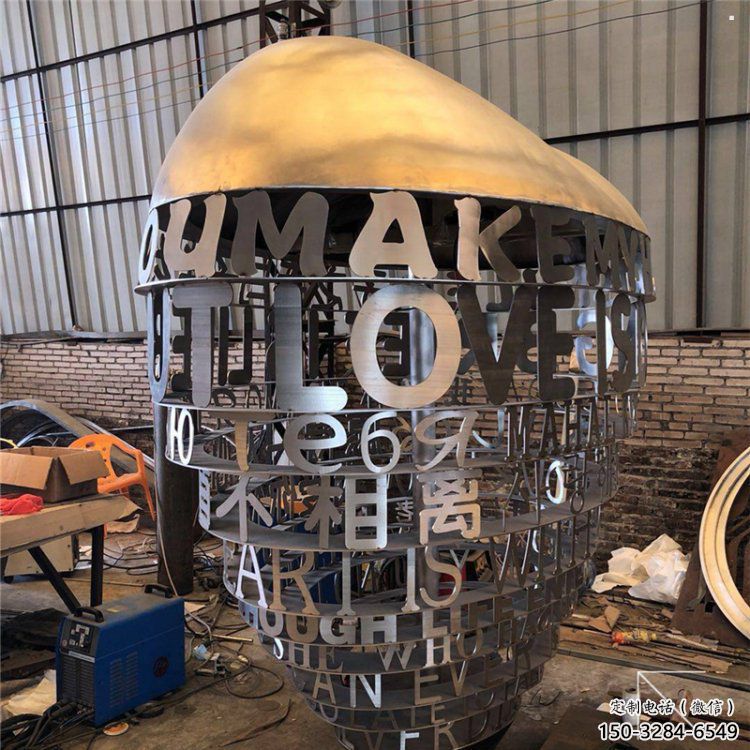 心形球雕塑精選，露天雕塑，歐式不銹鋼心形球雕塑訂做