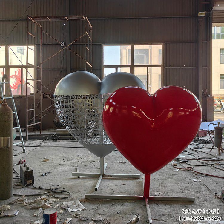 心形球雕塑供給，中式工藝，烤漆心形球雕塑精品