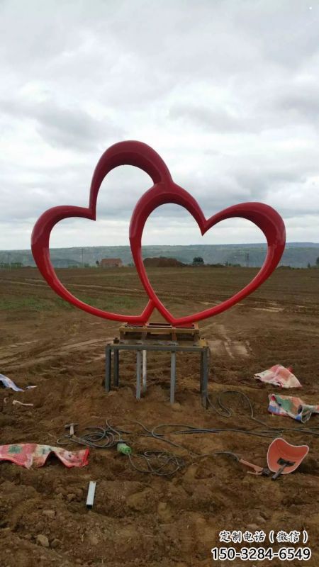 不銹鋼雙心雕塑