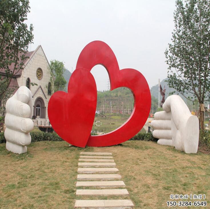 雙心雕塑優(yōu)選，室外雕塑，彩繪不銹鋼雙心雕塑優(yōu)選
