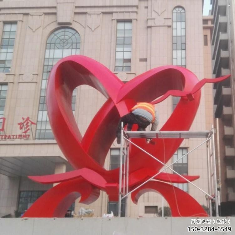 雙心鑄造觀賞型，露天雕塑，不銹鋼雙心雕塑訂做