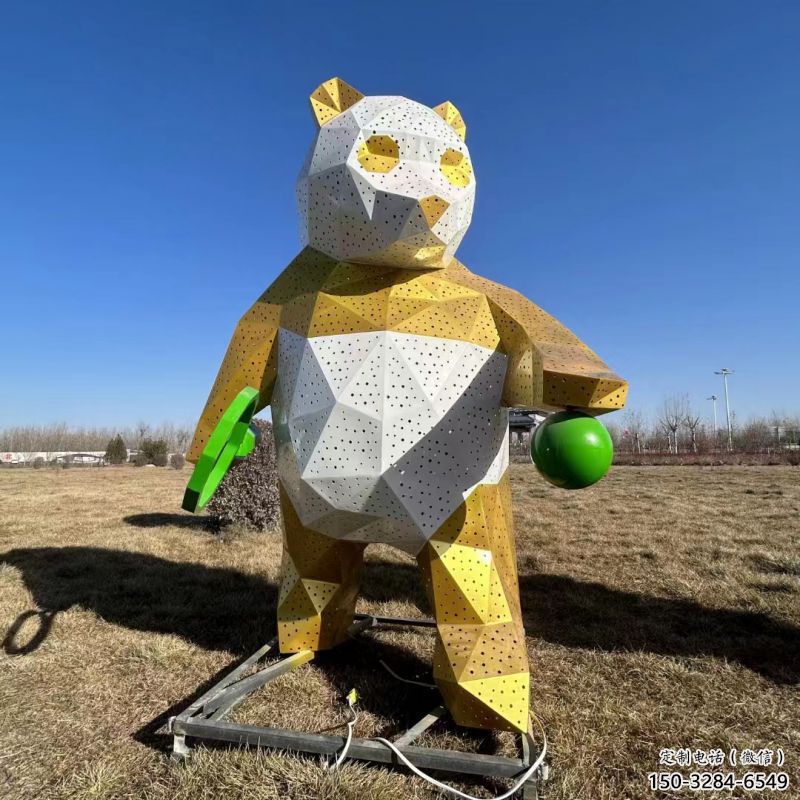 熊貓雕塑供需，透雕系列，空間切面熊貓雕塑制造商