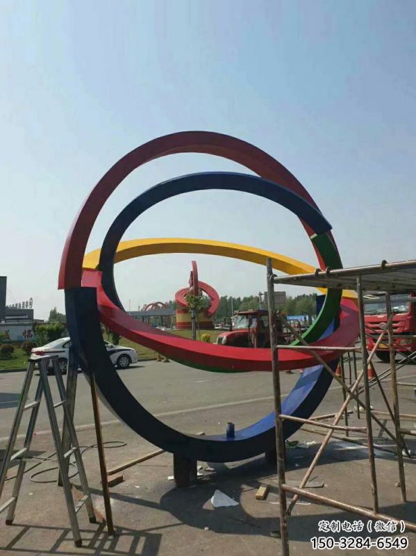 廣場雙環(huán)雕塑批發(fā)，廣場系列，不銹鋼雙環(huán)雕塑定價