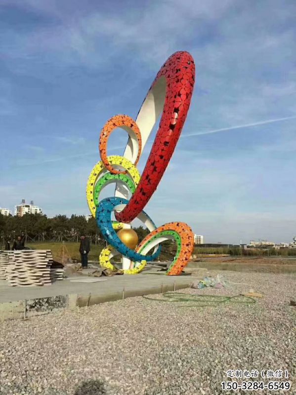 雙環(huán)雕塑擺件供需，彩鋼制作，大型不銹鋼雙環(huán)雕塑公司