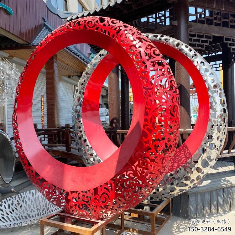 雙環(huán)雕塑訂做，城市雕塑，不銹鋼雙環(huán)雕塑工程精品