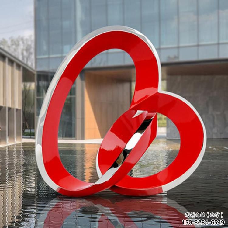 雙環(huán)雕塑定價，街頭雕塑，烤漆不銹鋼雙環(huán)雕塑定價