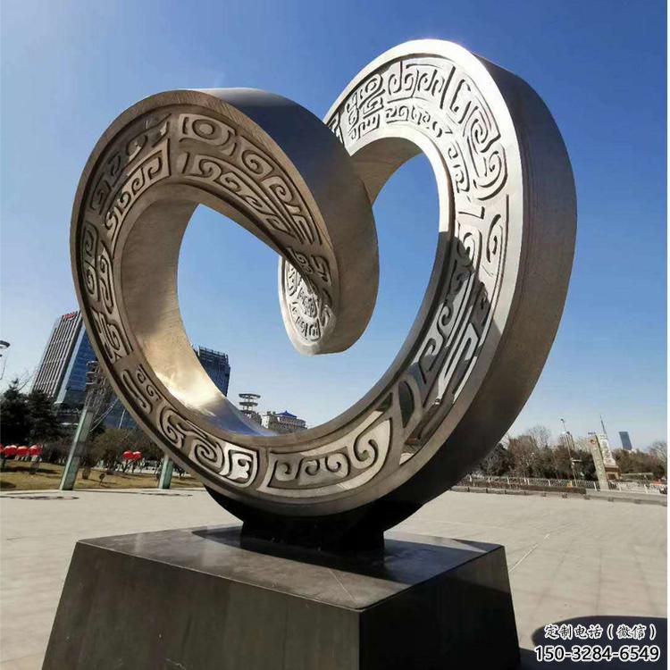 大型雙環(huán)雕塑常用，戶外擺放，不銹鋼雙環(huán)雕塑專供