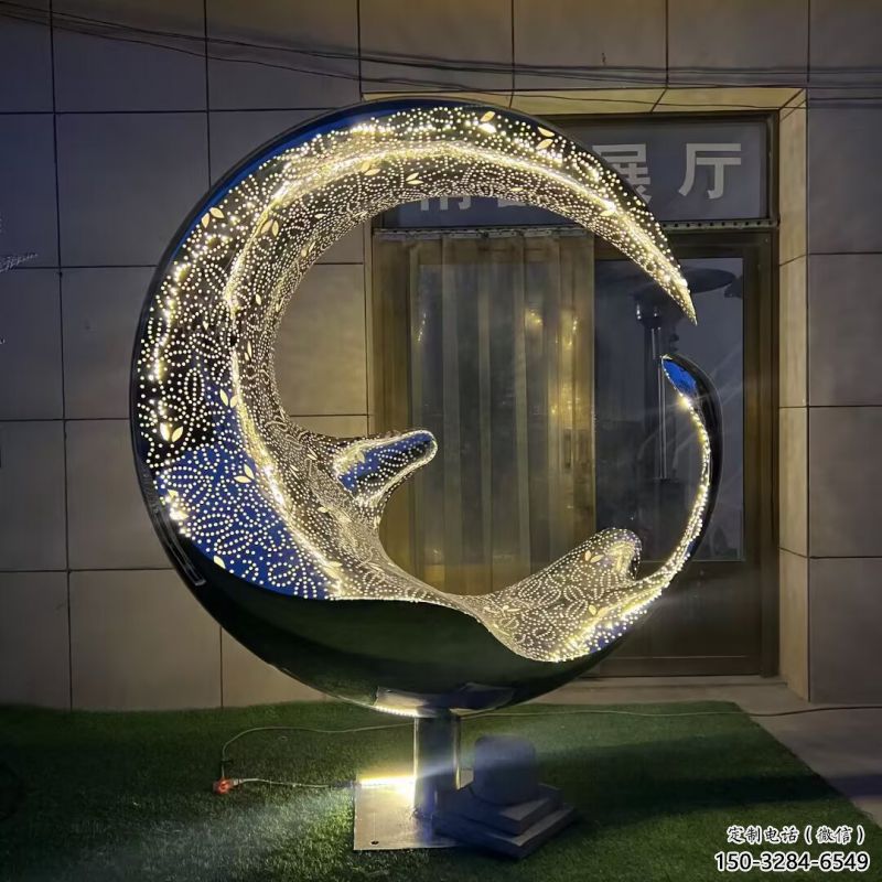 制造圓環(huán)雕塑專供，地標(biāo)擺件，燈光圓環(huán)雕塑訂做