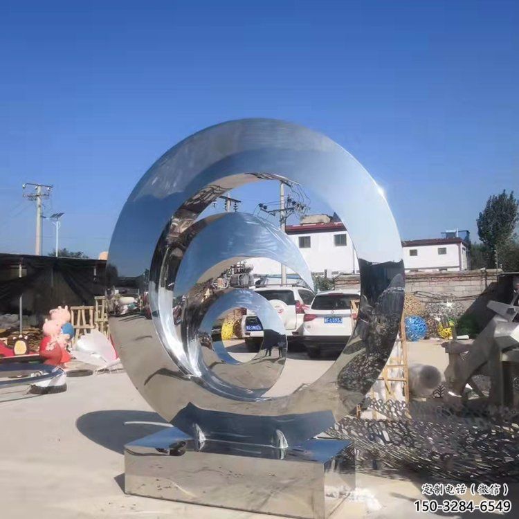 景區(qū)圓環(huán)雕塑，鏡面歐式雕塑，鐵藝材質