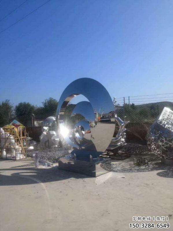 圓環(huán)雕塑生產(chǎn)，戶外擺放，不銹鋼圓鏡雕塑精選