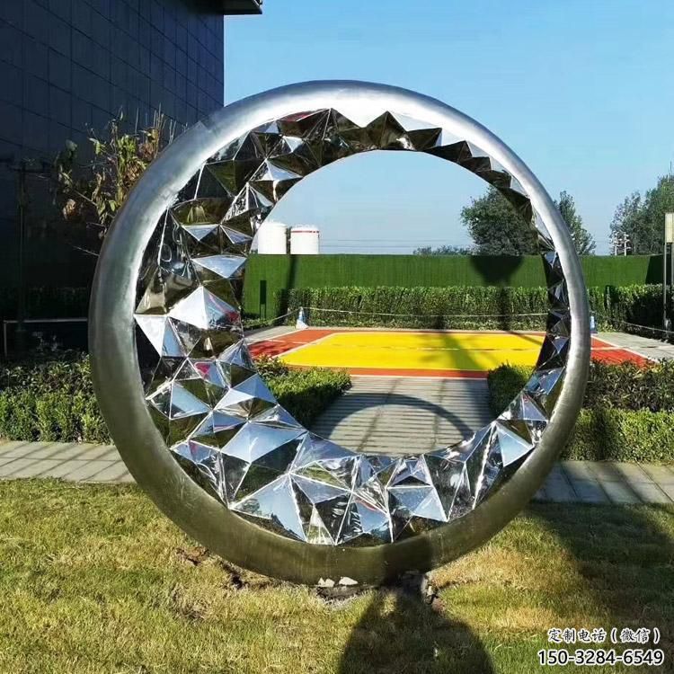 鏡面圓圈雕塑點(diǎn)擊，陸地擺件，不銹鋼圓圈雕塑預(yù)定
