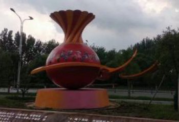 廣場(chǎng)花瓶雕塑訂做，城市雕塑，玻璃鋼花瓶雕塑工程