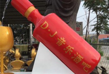 酒瓶雕塑批發(fā)，水景雕塑，抽象流水酒瓶雕塑定價(jià)