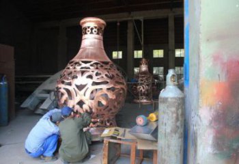 銅花瓶雕塑精選，室外軟裝，抽象銅花瓶雕塑廠家