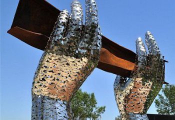 雙手雕塑定制，城市裝飾，花園不銹鋼雙手雕塑承接