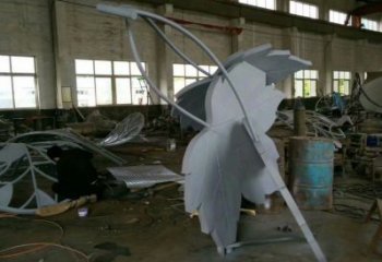 楓葉雕塑承接，鍛造工藝，不銹鋼楓葉雕塑訂做