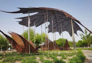 鏤空楓葉雕塑觀賞型，街景小品，鐵藝楓葉雕塑常用