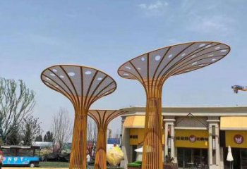 遮陽樹雕塑制作，村標(biāo)概念，不銹鋼遮陽樹雕塑廠