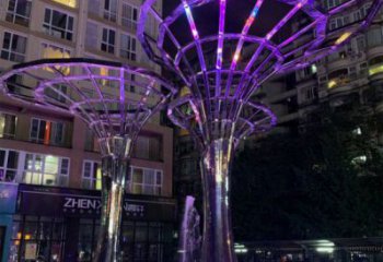 燈光樹雕塑選用，廣場雕塑，燈光蘑菇樹雕塑異型廠家