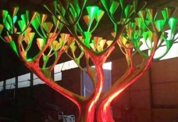 燈光樹雕塑優(yōu)價，村標概念，燈光蘑菇樹雕塑廠家精品