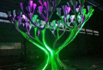 制造燈光樹雕塑，鋼管組合，燈光蘑菇樹雕塑制作廠家