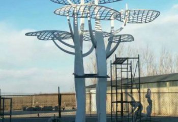 蘑菇樹雕塑承接，景區(qū)案例，幾何鏤空蘑菇樹雕塑承接