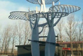 蘑菇樹雕塑定價，街頭雕塑，鏤空蘑菇樹雕塑制作廠家