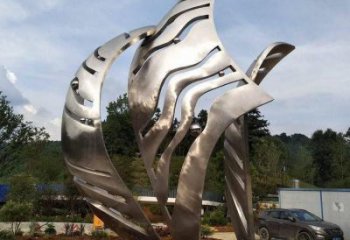 鏡面樹葉雕塑廠家，鍛造工藝，不銹鋼鏡面樹葉雕塑承接