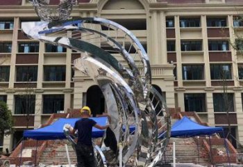 鏡面樹葉雕塑訂做，景區(qū)案例，不銹鋼鏡面樹葉雕塑廠家