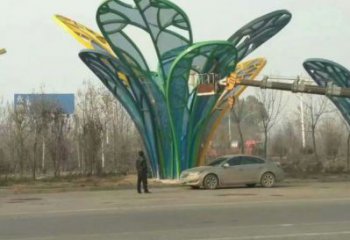 樹葉雕塑制造商，美陳雕塑，烤漆樹葉雕塑定制廠家