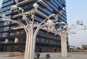 風(fēng)鈴樹雕塑定做，廣場(chǎng)系列，不銹鋼風(fēng)鈴樹雕塑制作