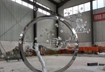 梅花樹(shù)雕塑承接，街頭藝術(shù)，不銹鋼梅花樹(shù)雕塑觀賞型