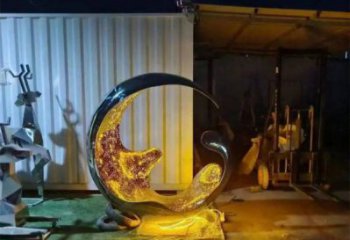 燈光水滴雕塑廠家，抽象理念，不銹鋼環(huán)形水滴雕塑