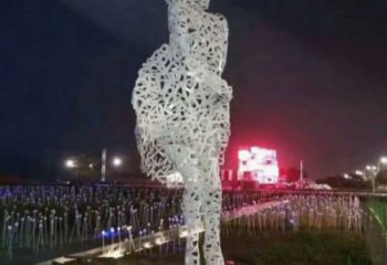 鏤空人物雕塑預(yù)定，城區(qū)小品，現(xiàn)代鐵藝人物雕塑制造商