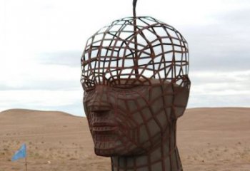 鐵藝人頭像雕塑常用，鋼管組合，鏤空抽象人頭像雕塑定價