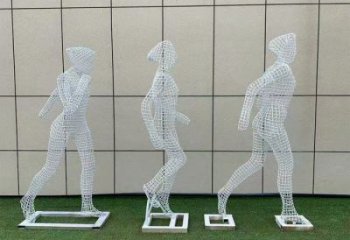 鏤空體育雕塑展品，公園小品，運(yùn)動(dòng)員鐵藝人物雕塑供需