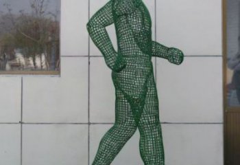 鏤空體育雕塑制造商，運(yùn)動(dòng)員擺件，鐵藝人物雕塑定制