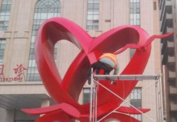 雙心鑄造觀賞型，露天雕塑，不銹鋼雙心雕塑訂做