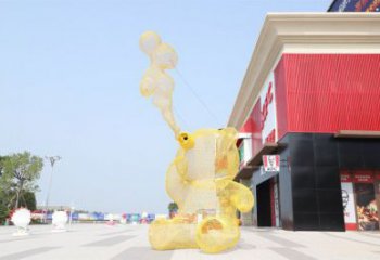 大型熊貓雕塑制作，花園小品，鏤空熊貓雕塑廠家