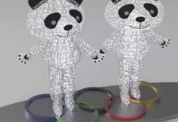 熊貓雕塑工程選用，美陳雕塑，鏤空熊貓雕塑生產(chǎn)