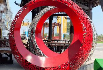 雙環(huán)雕塑精品，白鋼構(gòu)件，別墅不銹鋼雙環(huán)雕塑供求