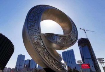 金屬雙環(huán)雕塑承接，陸地?cái)[件，不銹鋼雙環(huán)雕塑制造商