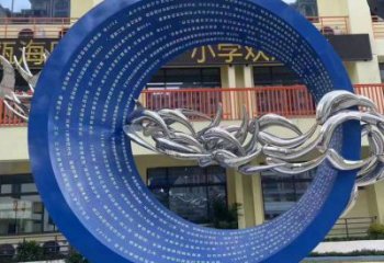 制造圓環(huán)雕塑供需，鋼管組合，烤漆圓環(huán)雕塑供應