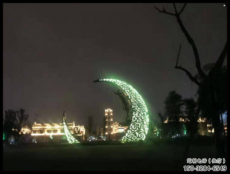 景觀館月牙雕塑，鍍銅景觀雕塑，鍍銅工藝