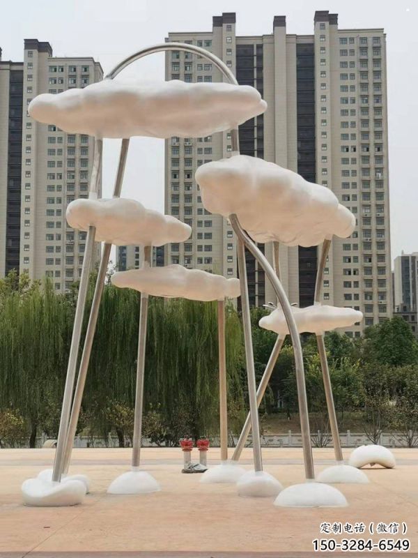 云朵雕塑服務商，創(chuàng)意雕塑，鏤空云朵雕塑訂做