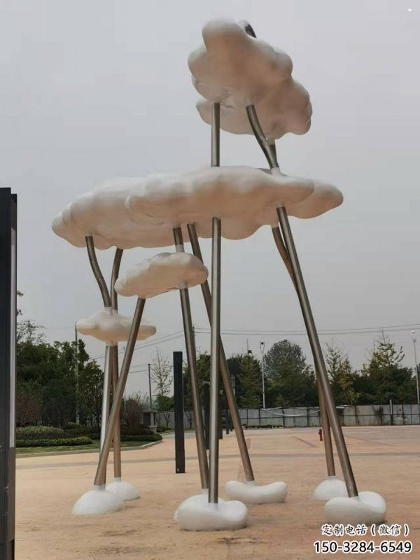 云朵雕塑精選，美陳雕塑，不銹鋼鏤空云朵雕塑通用